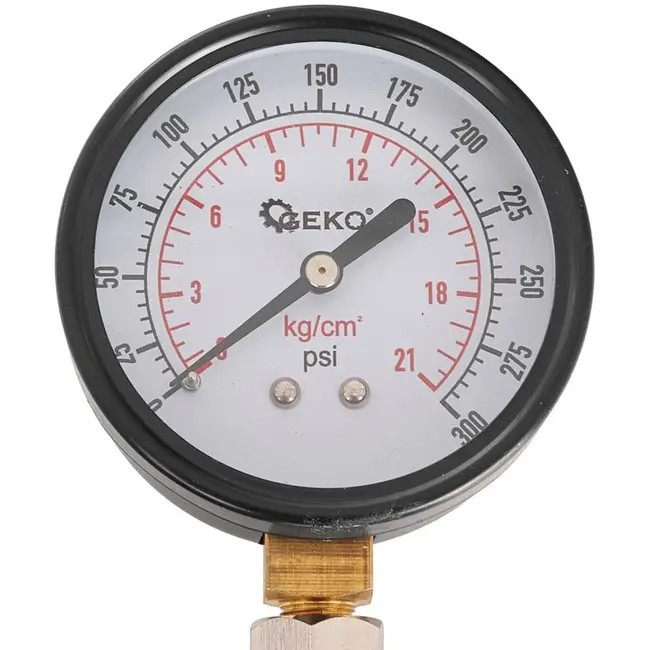GEKO Drukmeter voor olie-verbrandingssprays - Analoge meter - Max. 20 bar - Flexibele slang 30 cm - Vervangbare meetpunten
