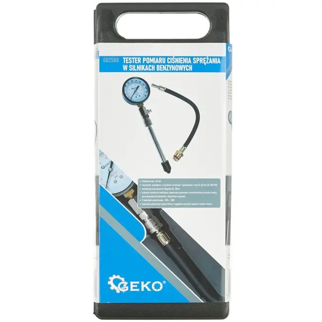 GEKO Drukmeter voor olie-verbrandingssprays - Analoge meter - Max. 20 bar - Flexibele slang 30 cm - Vervangbare meetpunten