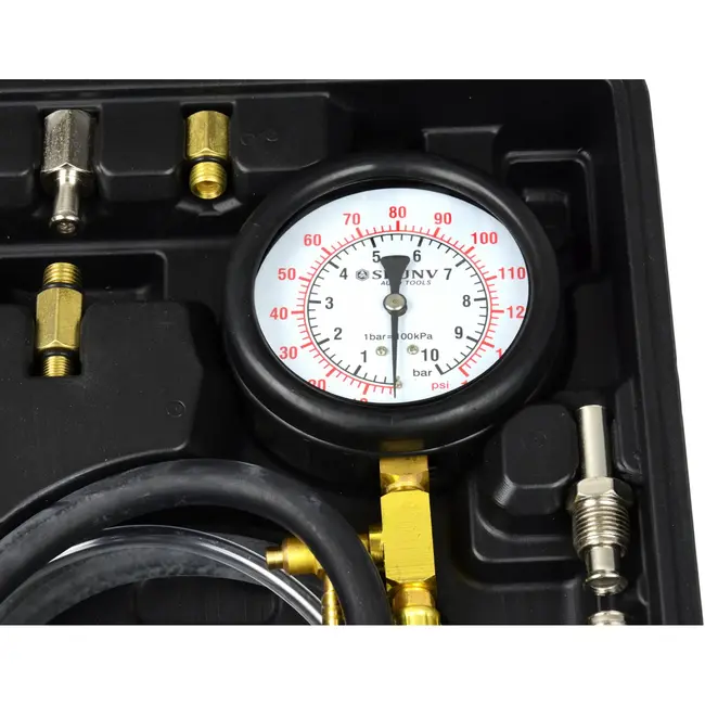 GEKO Multifunctionele brandstofdrukmeter - Dubbele schaal - Veilig meten - Geschikt voor diverse automerken