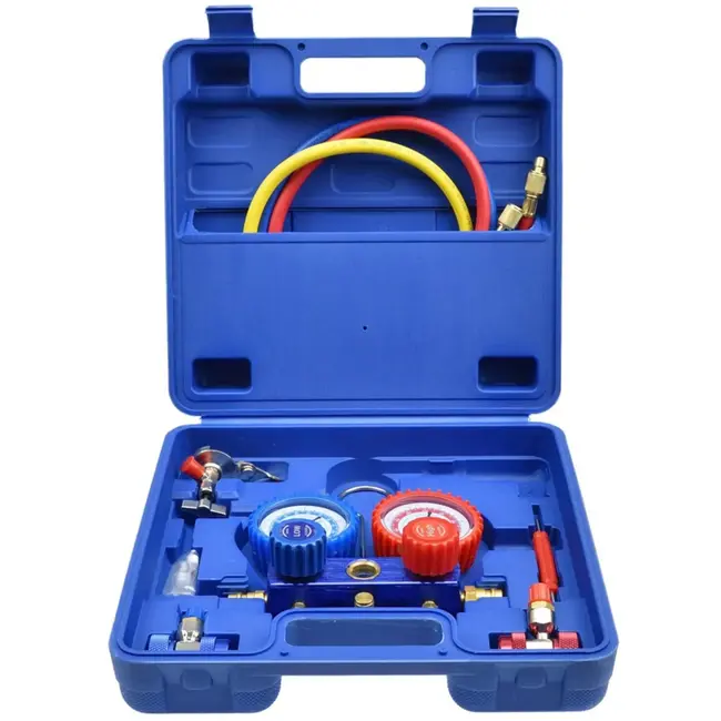 GEKO Gasdrukmeter - Tweewegblokkering - Meerkleurige slangen - Hoge en lage druk - Veiligheidsventiel
