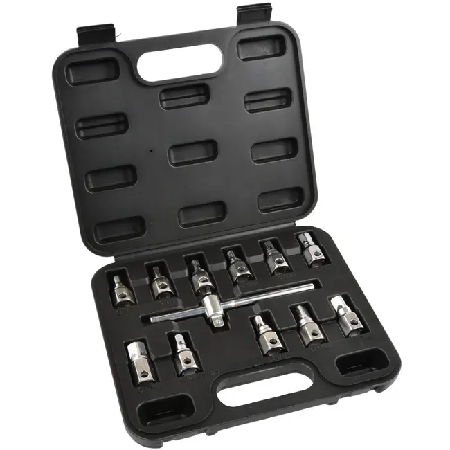 GEKO 12-delige set - vierkant en zeskant afvoer - veelzijdig gebruik - inclusief kunststof koffer