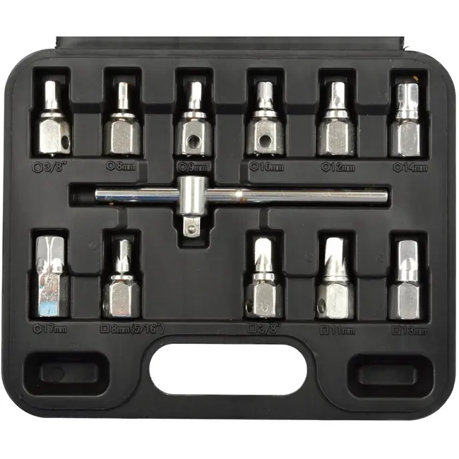 GEKO 12-delige set - vierkant en zeskant afvoer - veelzijdig gebruik - inclusief kunststof koffer