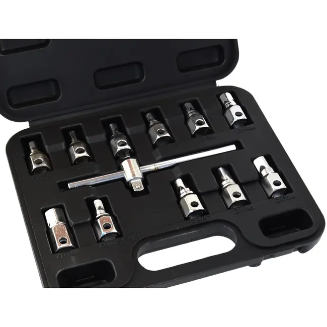 GEKO 12-delige set - vierkant en zeskant afvoer - veelzijdig gebruik - inclusief kunststof koffer