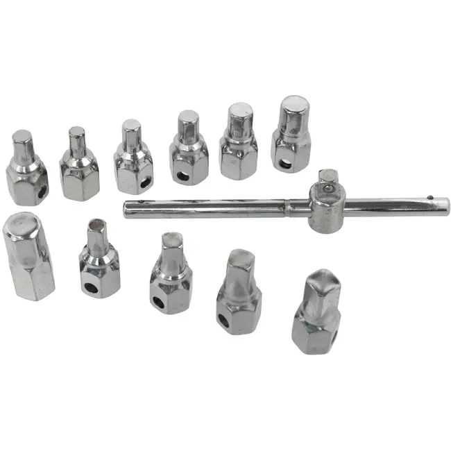 GEKO 12-delige set - vierkant en zeskant afvoer - veelzijdig gebruik - inclusief kunststof koffer