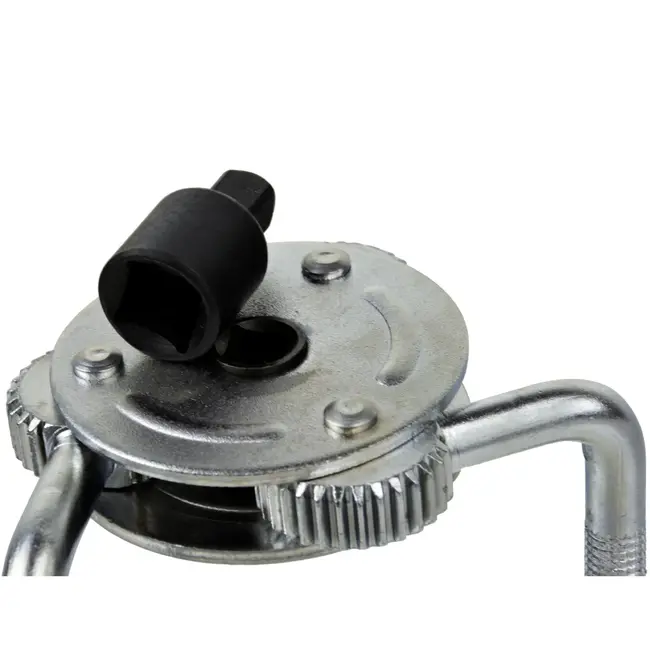 GEKO Oliefiltersleutel - Driepootontwerp - Verstelbaar 65-130 mm - Inclusief adapters