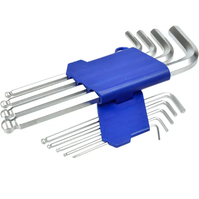 GEKO Lange arm inbussleutelset - 9-delig - 1.5-10mm - Balpunt - Extra bereik en koppel