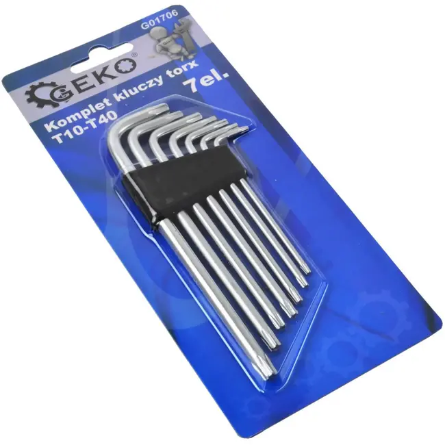 GEKO 7-delige lange torxsleutelset - extra bereik en koppel - T10 tot T40