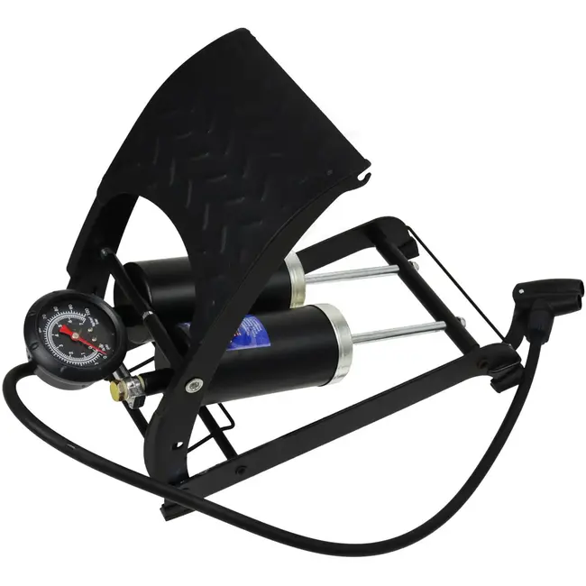 GEKO Dubbele voetpomp - hoge capaciteit - 0-7 bar - staal - 650 mm slang