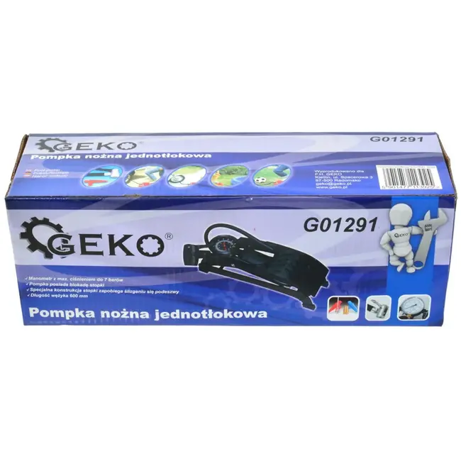 GEKO Enkelvoudige voetpomp - 7 bar druk - Stalen constructie - Anti-slip pedaal - 60 cm slang