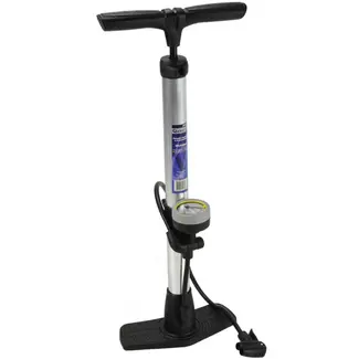 GEKO Handpomp met manometer - robuust aluminium - 530 mm hoog - duale ventielkop