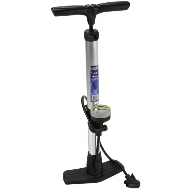 GEKO Handpomp met manometer - robuust aluminium - 530 mm hoog - duale ventielkop