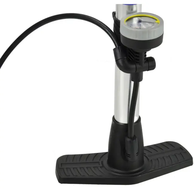 GEKO Handpomp met manometer - robuust aluminium - 530 mm hoog - duale ventielkop