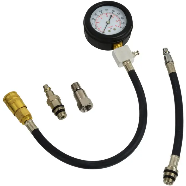 GEKO Meervoudige functie cilinderdrukmeter - analoog - max. 20 bar - lange slang - extra accessoires