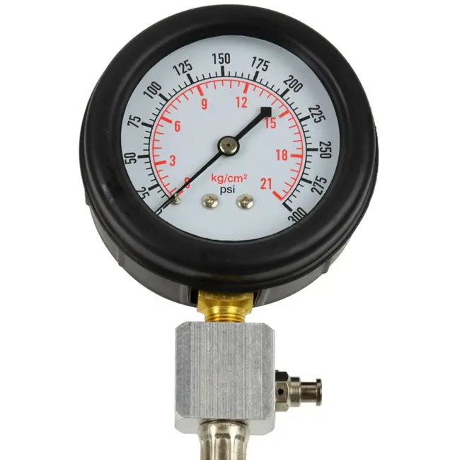 GEKO Meervoudige functie cilinderdrukmeter - analoog - max. 20 bar - lange slang - extra accessoires