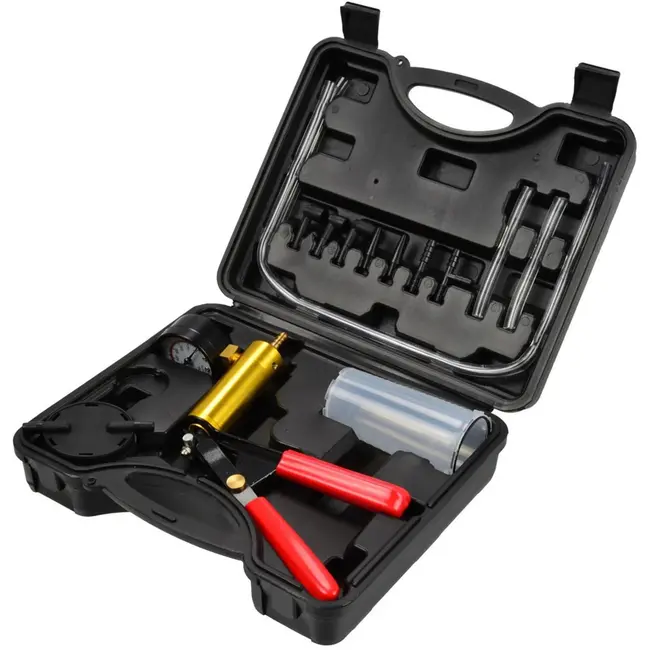 GEKO Handheld vacuümpomp - remontluchtingsset - inclusief reservoir en adapters - nauwkeurige vacuümmeter