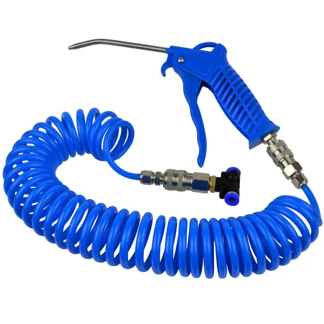 GEKO Luchtdrukpistoolset - 120 mm stalen mondstuk - 5 m slang - Snelkoppelingen