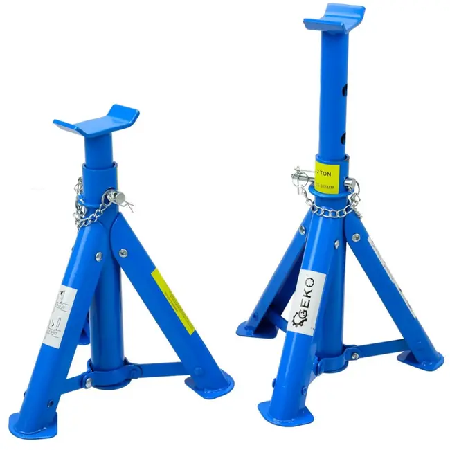 GEKO Opvouwbare assteunen - 2 ton - Veiligheidspin - Compact ontwerp - Hoogte verstelbaar - Set van 2