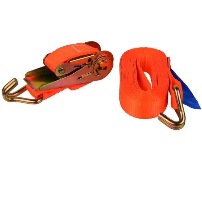 GEKO Ratchet spanband - 4m lengte - 1000 kg draagkracht - 25 mm breed - met J-haken