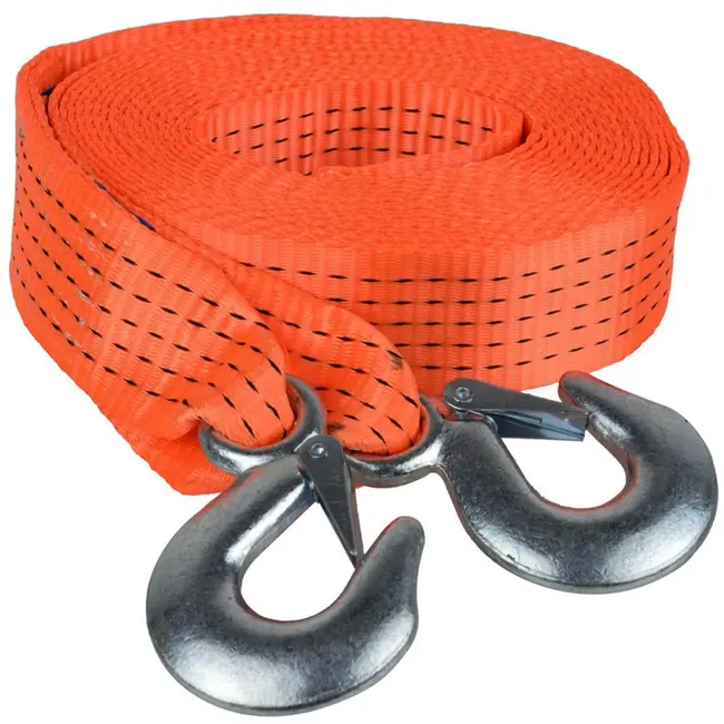 GEKO Sterke sleepkabel - 7,5 m - 5000 kg - 50 mm - met haken en klittenband