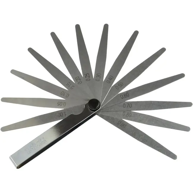GEKO Voelermaat - 13 Bladen - Gehard en Gepolijst - Meetbereik 0,05-1,0 mm - Stalen Behuizing