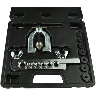 GEKO Dubbele flensgereedschapset - 10-delig - Voor koper, messing en aluminium - Tot 1 mm dikte