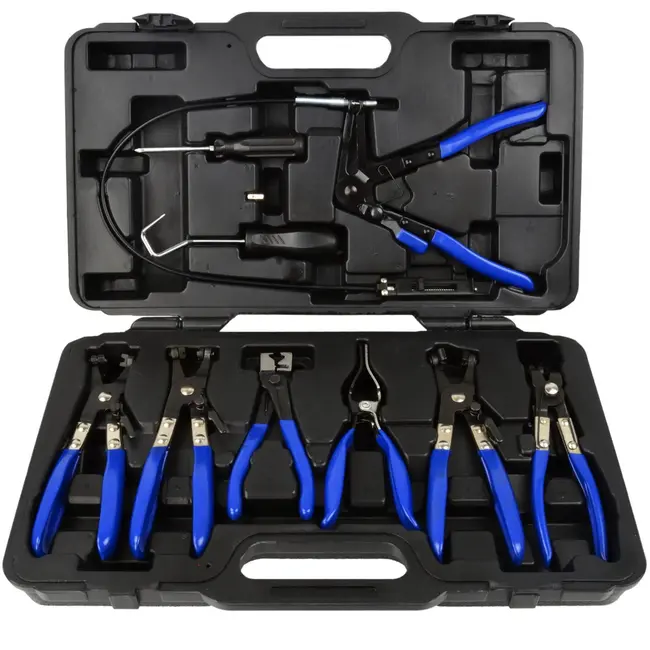 GEKO Plaatwerk tangenset - 9-delig - Extra bereik en vergrendeling - Inclusief opbergkoffer