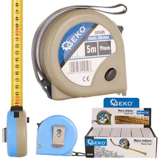 GEKO Meetlint - 5 m - Stalen blad - ABS behuizing - Antislip haak - 12 stuks