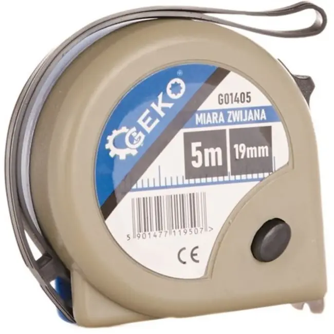 GEKO Meetlint - 5 m - Stalen blad - ABS behuizing - Antislip haak - 12 stuks