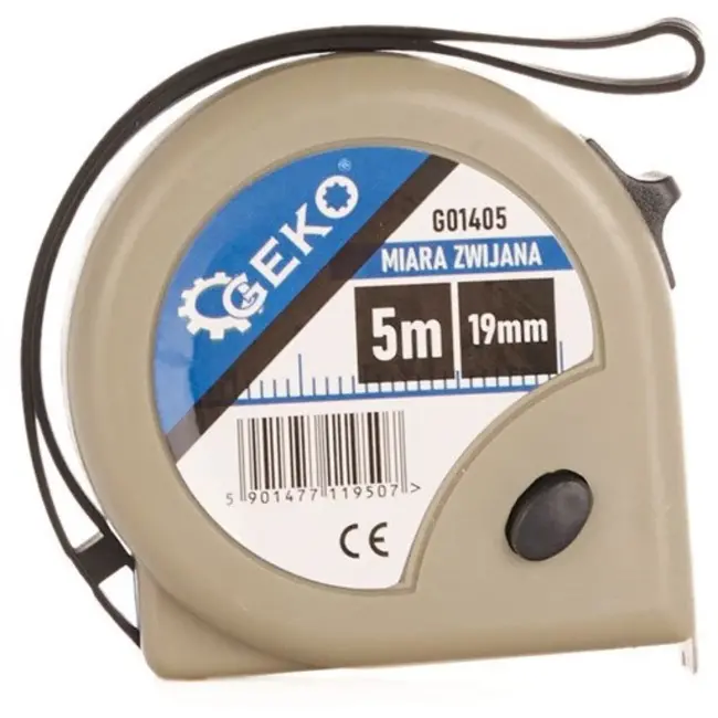 GEKO Meetlint - 5 m - Stalen blad - ABS behuizing - Antislip haak - 12 stuks