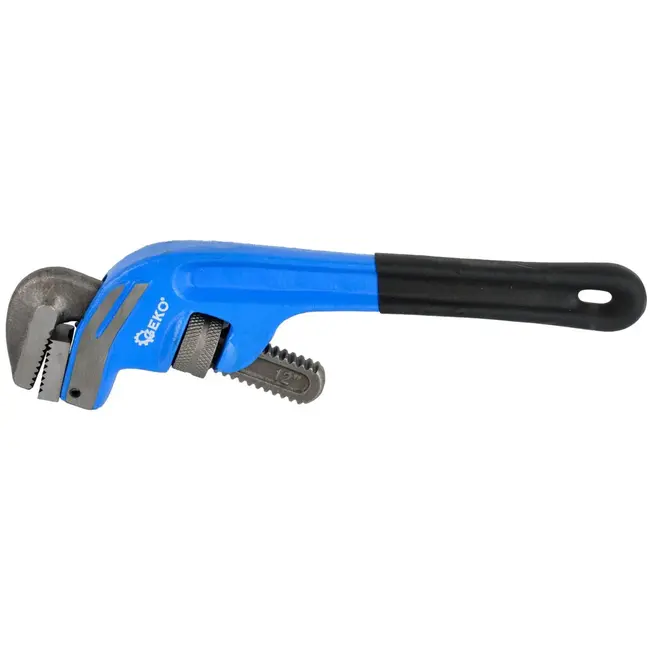 GEKO Heavy-duty pijpsleutel - eindstukken - compacte 30 cm - gietijzer - snelle kaakverstelling