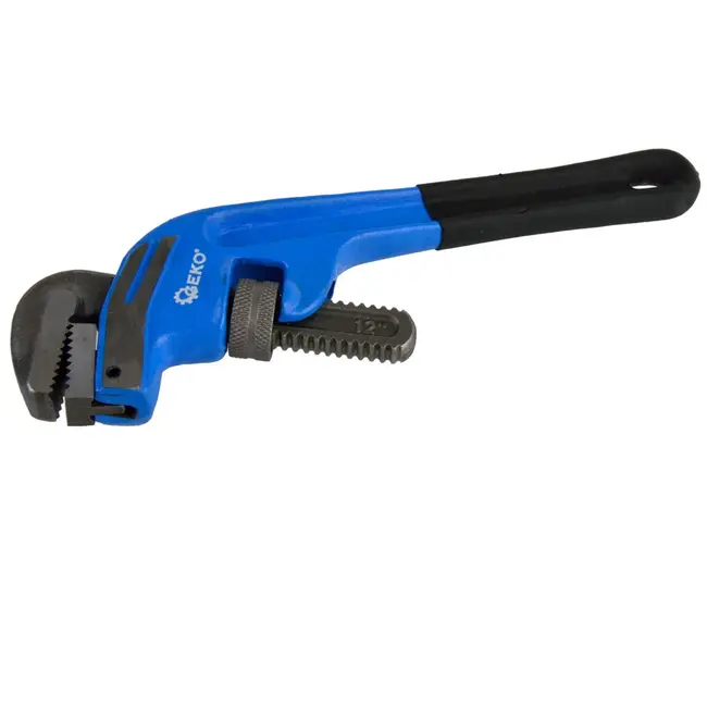 GEKO Heavy-duty pijpsleutel - eindstukken - compacte 30 cm - gietijzer - snelle kaakverstelling