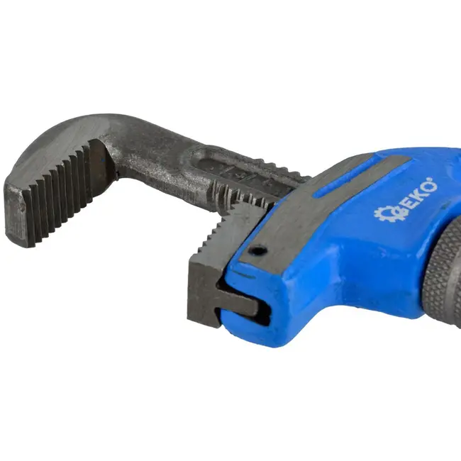 GEKO Heavy-duty pijpsleutel - eindstukken - compacte 30 cm - gietijzer - snelle kaakverstelling