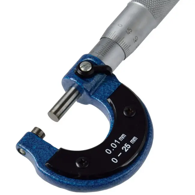 GEKO Mechanische buitenmicrometer - nauwkeurig 0,01 mm - bereik 0-25 mm - met ratelstop en spindelvergrendeling