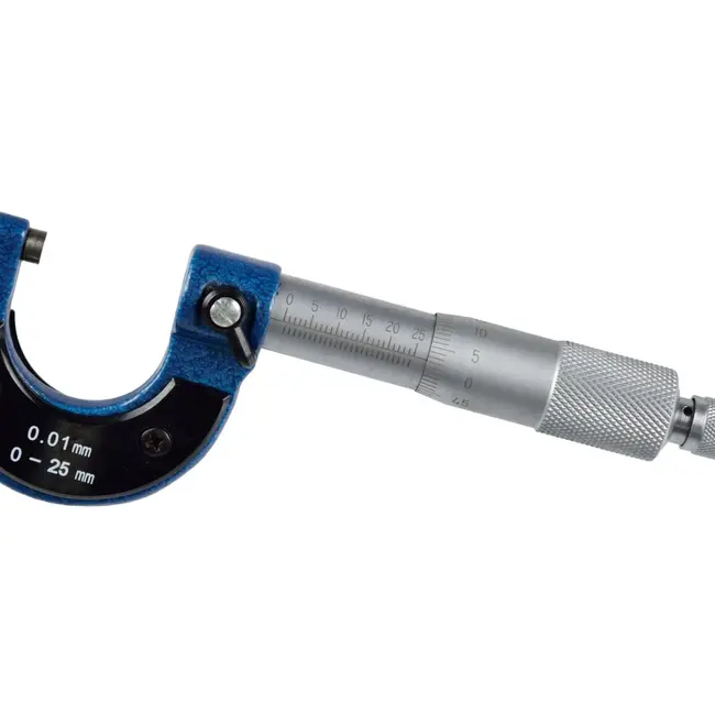 GEKO Mechanische buitenmicrometer - nauwkeurig 0,01 mm - bereik 0-25 mm - met ratelstop en spindelvergrendeling