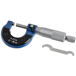 GEKO Mechanische buitenmicrometer - nauwkeurig 0,01 mm - bereik 0-25 mm - met ratelstop en spindelvergrendeling