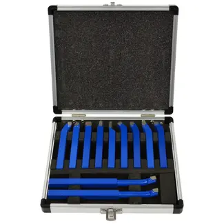 GEKO Draaigereedschapset - 11-delig - Carbide Tip - 8x8 mm - Inclusief Aluminium Koffer