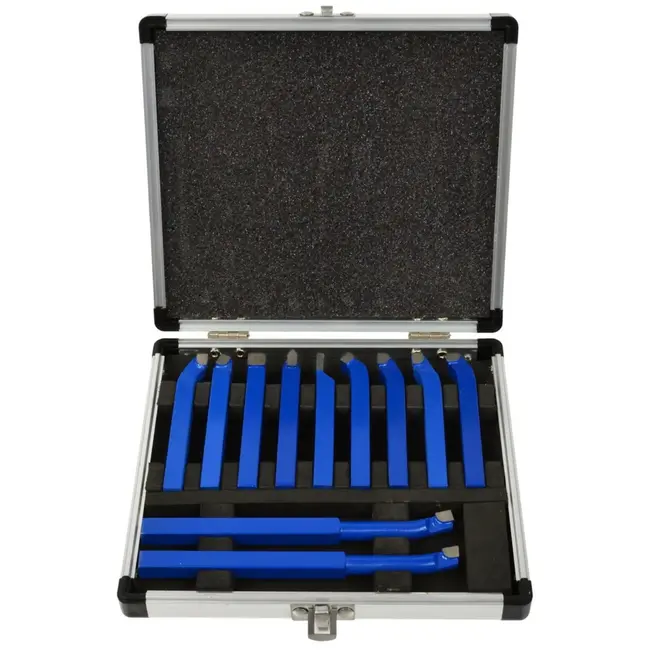 GEKO Draaigereedschapset - 11-delig - Carbide Tip - 8x8 mm - Inclusief Aluminium Koffer