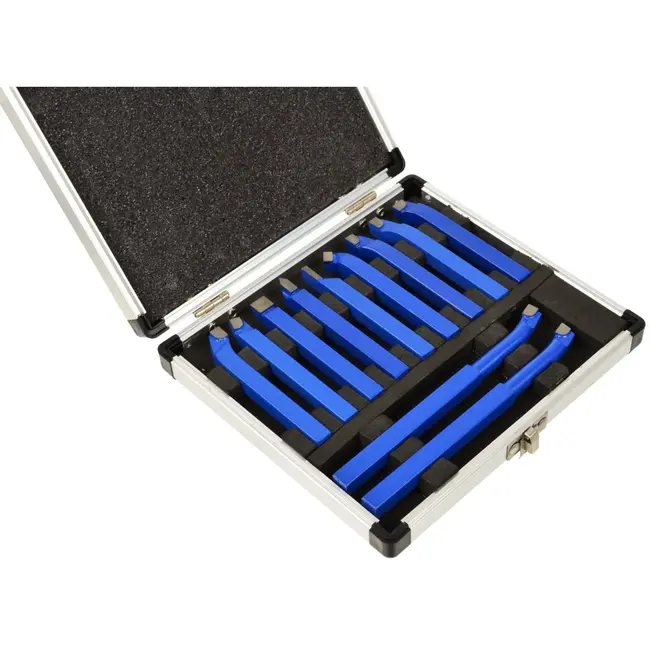 GEKO Draaigereedschapset - 11-delig - Carbide Tip - 8x8 mm - Inclusief Aluminium Koffer
