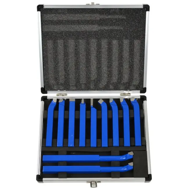 GEKO Draaigereedschapset - 11-delig - Carbide - 10x10 mm - Inclusief aluminium koffer