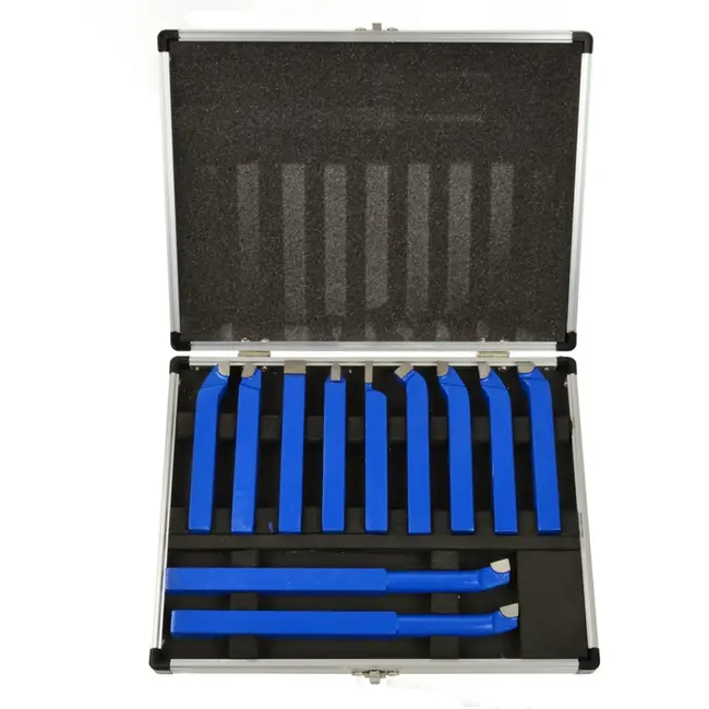 GEKO Draaigereedschapset - 11-delig - Carbide Tip - 12x12 mm - Aluminium Koffer