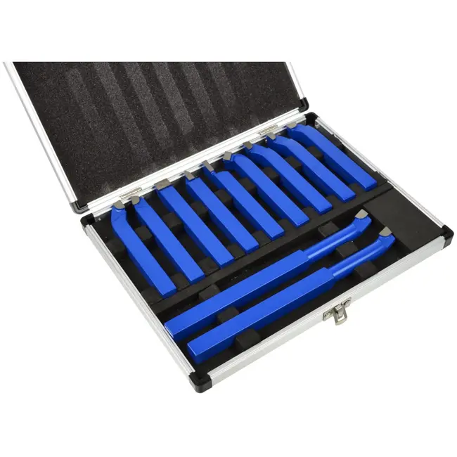 GEKO Draaigereedschapset - 11-delig - Carbide Tip - 12x12 mm - Aluminium Koffer