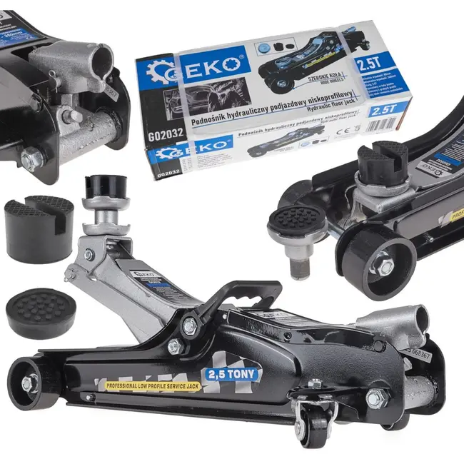 GEKO Hydraulische garagekrik - 2,5 ton - laag profiel - 360 mm hefhoogte - met draaggreep