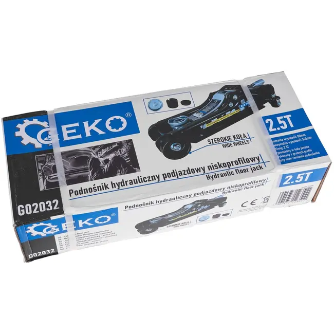 GEKO Hydraulische garagekrik - 2,5 ton - laag profiel - 360 mm hefhoogte - met draaggreep