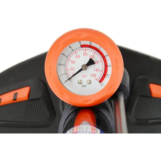 GEKO Handpomp - Staal - Met Manometer - 38x525 mm - Duale Ventielkop