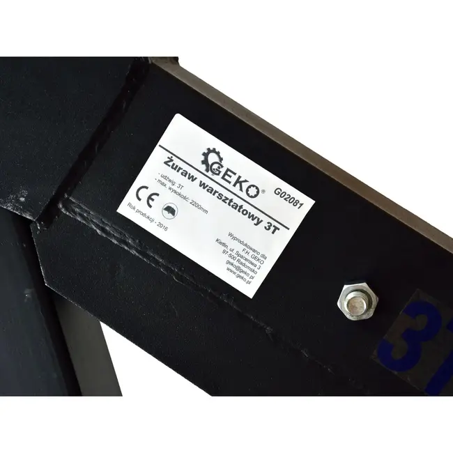 GEKO Motorlift - 3 ton - Verstelbare giek - Zware wielen - Veiligheidsmechanisme