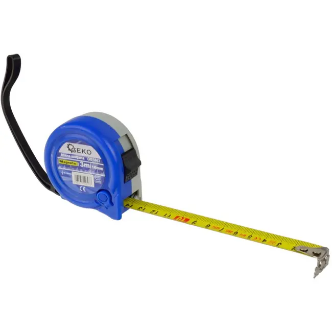 GEKO Meetlint - 3m x 16mm - Magnetische haak - ABS behuizing - Vergrendelknop