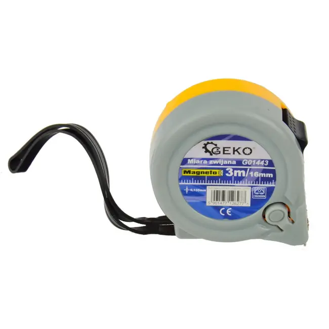 GEKO Meetlint - 3m x 16mm - Magnetische haak - ABS behuizing - Vergrendelknop