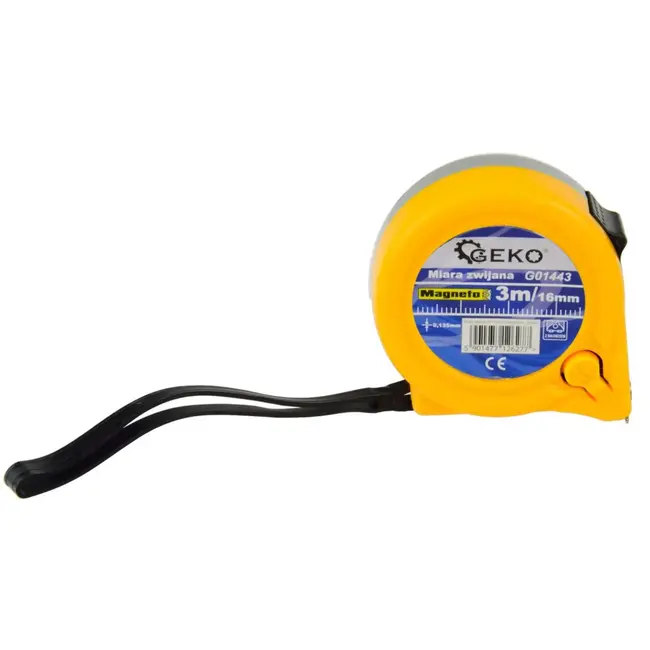 GEKO Meetlint - 3m x 16mm - Magnetische haak - ABS behuizing - Vergrendelknop