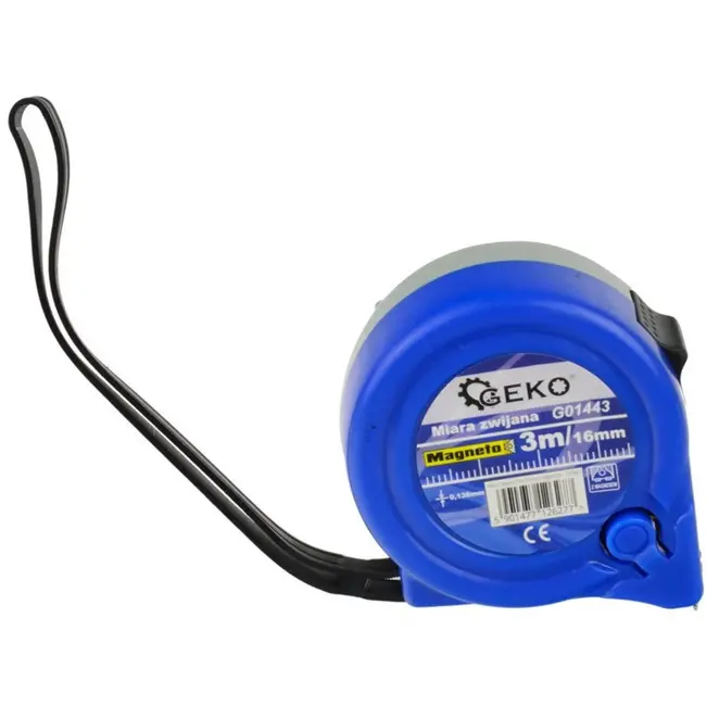 GEKO Meetlint - 3m x 16mm - Magnetische haak - ABS behuizing - Vergrendelknop