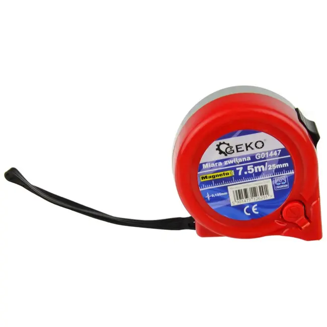 GEKO Magnetische meetlint - 7,5 m - 25 mm - ABS behuizing - Antislip haak